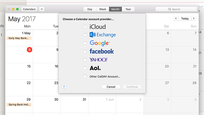 macOS can help make switching calendars easier. Image: Screenshot